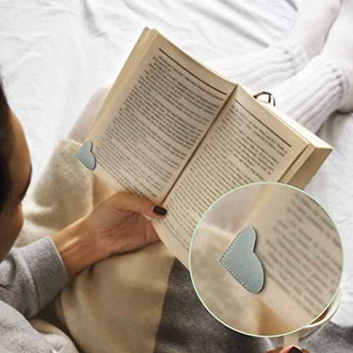 Leather Heart Bookmarks, Wayzton Corner Page Book Accessories for Women, Kids, Cute Handmade Reading Gifts
