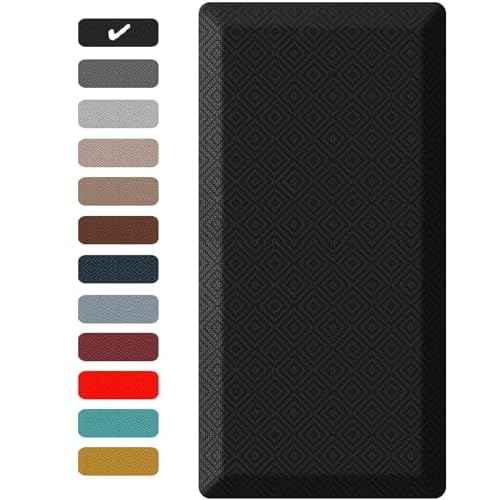 Ophanie Kitchen Mats for Floor, 3/4 inch Thick, 20x32 Anti Fatigue Cushioned Mat, Kitchen Rugs, Waterproof, Comfort Ergonomic Standing Mat for Office, Home, Sink, Black Non-Slip Ridged Bottom