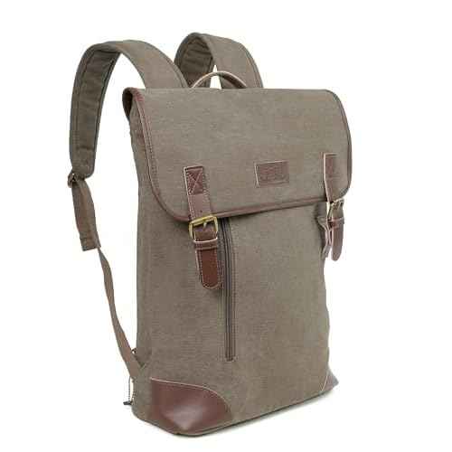 JESSIE & JAMES Vintage Canvas Travel Backpack for Women Men 16 inches Laptop Backpack OLIVE