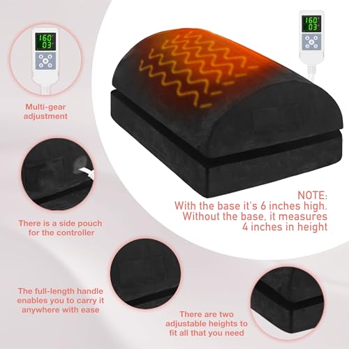 Heated Foot Rest for Under Desk at Work, Ergonomic Adjustable Footrest with 8 Heat Levels and Timer, Foot Warmer for Home Office or Gaming, Desk Foot Stool for Pain Relief, Comfort & Improve Posture