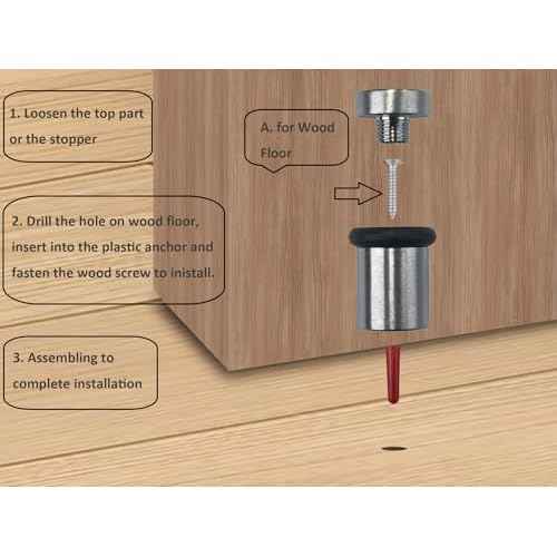 QCAA Cylindrical Floor Mount Door Stop, Height, 2", Solid Brass, Satin Chrome, Made in Taiwan, 2 Pack