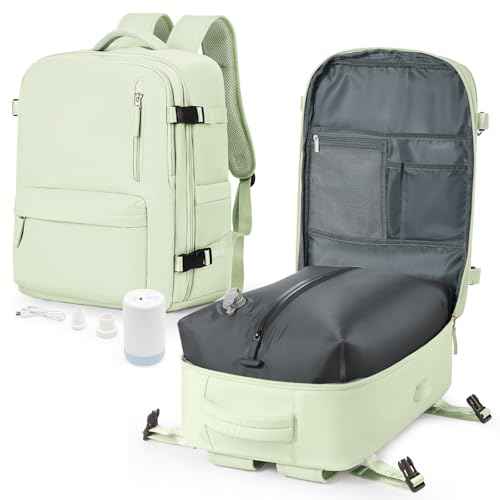 winspansy Large Storage Vacuum Compression Travel Backpack Seal Bags with Pump Clothing 18x14x8 Personal Item Work Carry on Business Vacpack College Laptop Backpack for Women Men Mint green