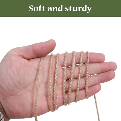 Natural Jute Twine 328ft 3mm,3Ply Twisted Thick Rope Strong String