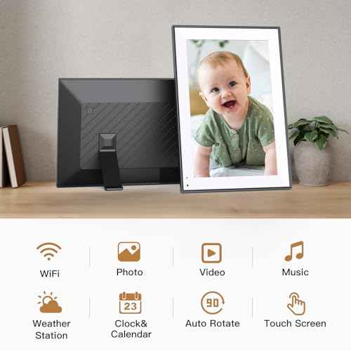 Digital Calendar 10.1-inch Digital Picture Frame - 16GB, IPS Touch Screen, Auto-Rotate, Slideshow, Load Photo Video from Phone to Digital Frame, Free Cloud Storage, Gift for Family Friends