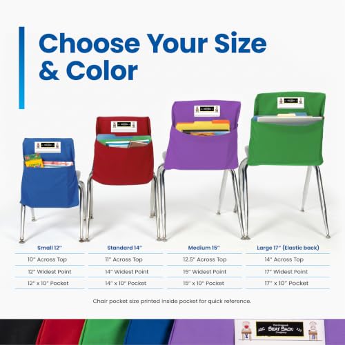 Seat Sack Student Chair Storage Pocket - 17-Inch Blue Classroom Organizer