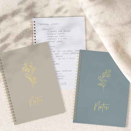 ZICOTO Aesthetic Spiral Notebook Set of 3 For Women - Cute College Ruled 8x6 Journal/Notebook with Large Pockets And Lined Pages - Perfect Supplies to Stay Organized at Work or School
