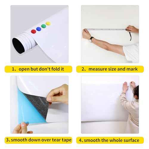 Magnetic Whiteboard Contact Paper 24" x 36" Peel and Stick Dry Erase White Board for Wall Self-Adhesive Decal Wallpaper Sticker for Office, Home, with Marker, Eraser and Magnet