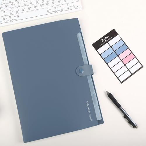 SKYDUE Haze Blue Expanding File Organizer with 8 Pockets - Letter Size Portable Document Folder