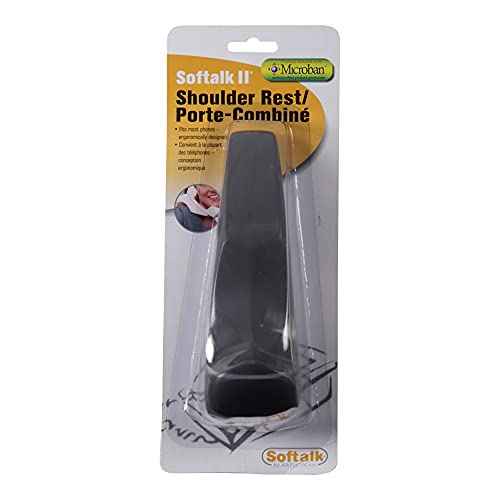 Softalk II Phone Shoulder Rest, Landline Office Telephone Accessory with Nonslip Ergo-Grip Cushion and Self-Adhesive Tape Attachment, Black