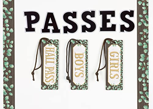 Magnetic Girls Pass - Eucalyptus Design, 6-3/4" Classroom Access Pass