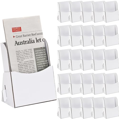50Pcs Corrugated Trifold Brochure Holder 4.33x5.51 Inch with Slant Back - Literature Display Holder Stand for Rack Cards, Pamphlets, Menus, Flyers & Booklets - Countertop Organizer for Office,Store