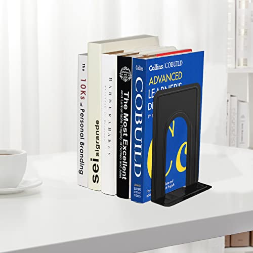 JIKIOU Metal Book Ends Set - Non-Skid Supports for Shelves, 6 Pieces
