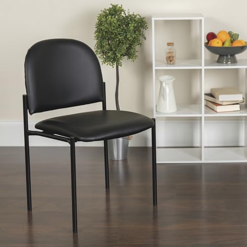 Flash Furniture Tania Comfort Vinyl Stackable Reception Chair - Black