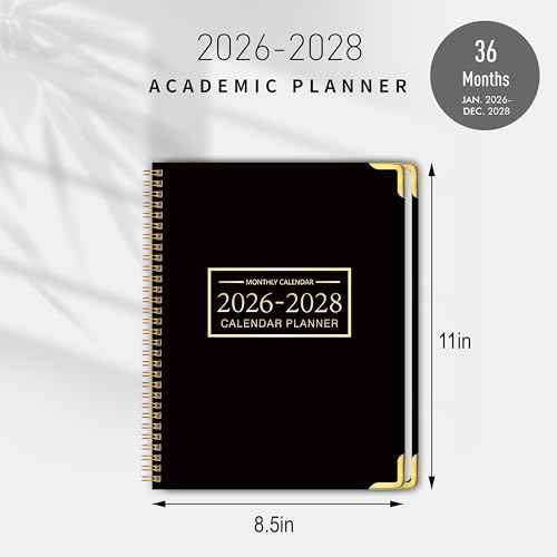 Monthly Planner 2026-2028, 2026-2028 Calendar 36 Months, 8.5" x 11", Jan 2026- Dec 2028,Metal corner protectors with Spiral Bound, 3 Years Academic Planner Perfect for School & Office for Women & Men
