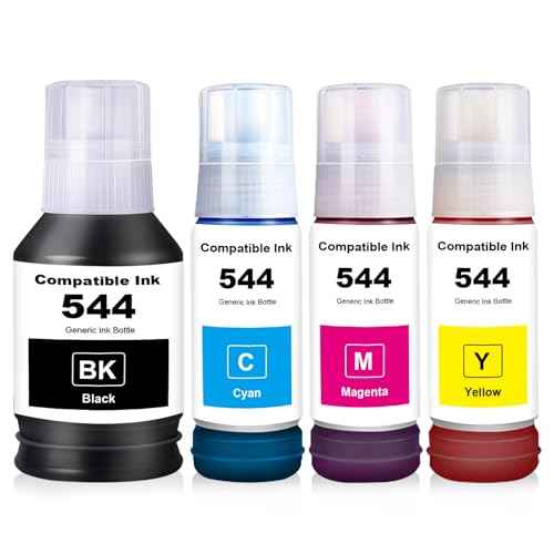 T544 Ink Bottles Replacement Compatible for L3110 L5190 L3210 L5290 L3150 L3250 Printers (4-Pack Black Cyan Magenta Yellow)