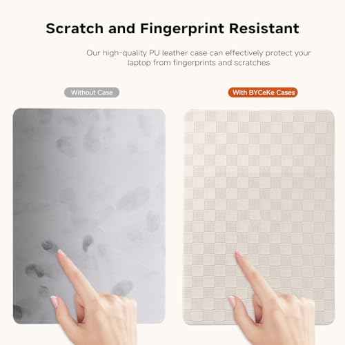 Compatible with 16 inch Case 2024-2021 M4 M3 M2 M1 A3403 A3186 A2991 A2780 A2485,Checkered Textured Cream Leather Hard Shell Case & Keyboard Cover, Beige