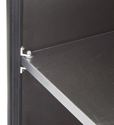 Displays2go Black Laminate Cash Register Stand 24" with Locking Drawer & Adjustable Shelf