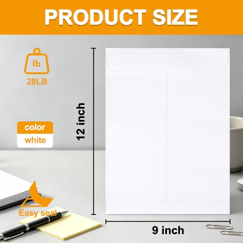 White 9x12 Self Seal Security Envelopes - 24 Pack, Tinted Privacy Flaps