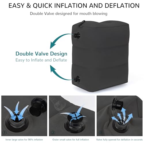 RISEPRO Adjustable 3-Layer Inflatable Travel Foot Rest Pillow - Black, 1 pc