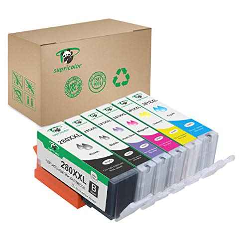 PGI-280XXL CLI-281XXL Ink Cartridges, Replacement Ink for PGI 280 XXL CLI 281 XXL 6 Color (1PGBK 1Black 1Cyan 1Magenta 1Yellow 1Photo Blue) Use with PIXMA TS8120 TS8220 TS9120