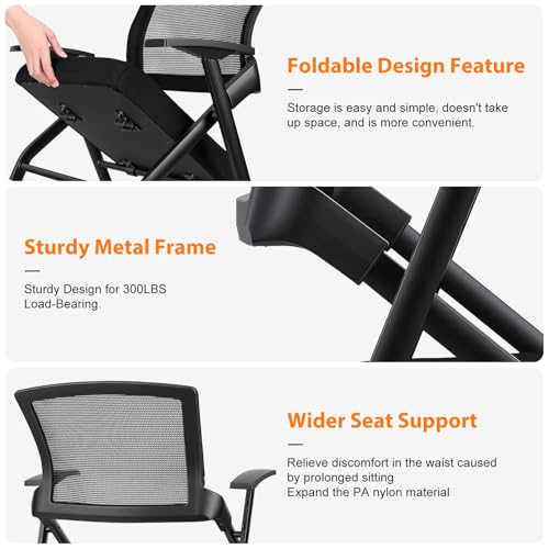Tacarlha Ergonomic Folding Office Chair with Mesh Back, Armrest & Wheels (Oversized / 1)