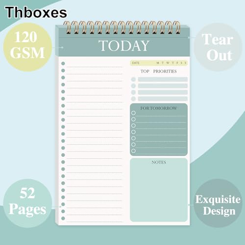 Thboxes 2 Pack Undated A5 To Do List Notepads with Protective Cover - Green & Purple Nature