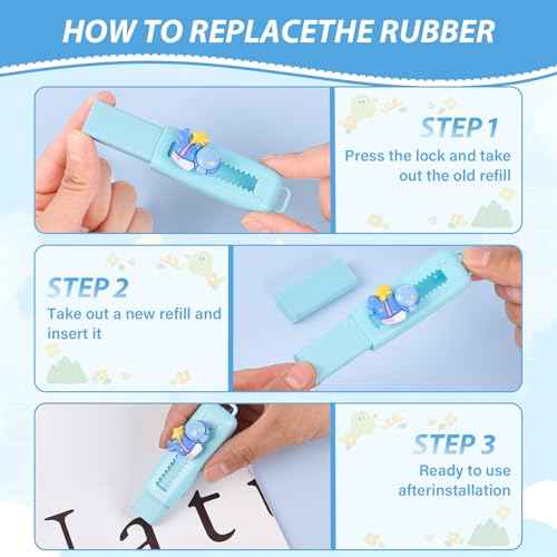 24 Pcs Cute Retractable Eraser for Pencils Cute School Supplies Kawaii Erasers for Kids Fun Cartoon Erasers Back to School Supplies Kid Party Favors Gift (Style 1)