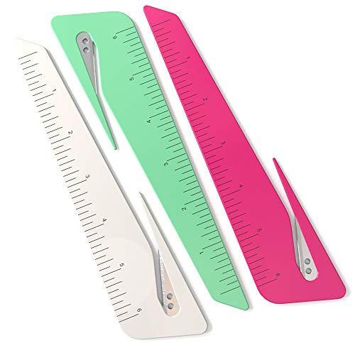 Uncommon Desks 3-Pack Colorful Oversized Ruler & Letter Opener Set - Ergonomic & Safe Office Tools
