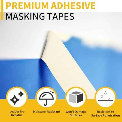 Masking Tape, 0.75 inch Wide Painters Tape, 4 Pack Strong Adhesive Labeling Tape, Beige White, 55 Yards per Roll (220 Total Yards) for Home, Office, Labeling, School, DIY, and Crafts