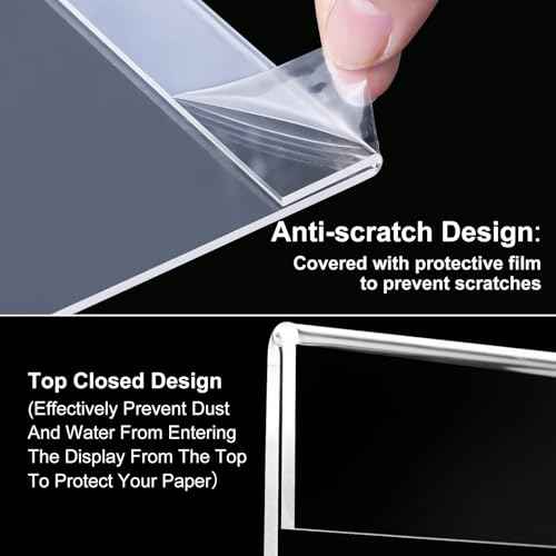 Maitys 36 Pcs Acrylic Wall Mounted Sign Holder Vertical Plastic Clear Frames No Drilling Wall Mounted Sign Holder with Adhesive Tape for Displaying Document Flyer Poster (5 x 7 Inch)