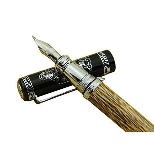 Lanxivi Duke 551 Confucius Fude Nib Fountain Pen Bent Nib Natural Bamboo Medium to Broad Art Handwriting Drawing Calligraphy Pen