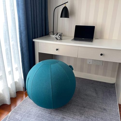 YOGIVO Ocean Blue 24in Sitting Ball Chair — Ergonomic Office & Home Balance Ball with Handle