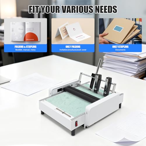 TOWIUOA A3 Paper Folding & Binding Machine - Automatic Booklet Maker with Stapler, 11.7x16.5"