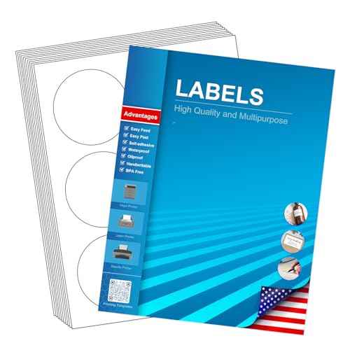 3" Circle Sticker Labels, Round Printable Sticker to Write On, Sticker Paper for Inkjet Printer, (6 Labels/Sheet), 30 Sheets