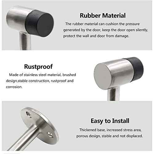 3 Inch / 75mm Heavy Duty Floor Stop, Door Stopper Stainless Steel Brushed Nickel - Pack of 6