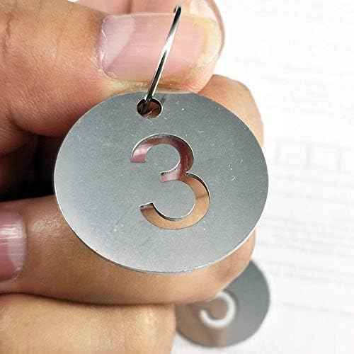 StayMax Hollowed Stainless Steel Number Tags Key Tags with Rings (1-100)