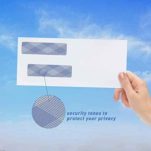 750#8 Self Seal Business Envelopes, PANDRI No.8 Double Window Design for Business and Quickbooks Check(invoice not fit), Documents Secure Mailing - Number 8 Size 3 5/8 X 8 11/16-24LB