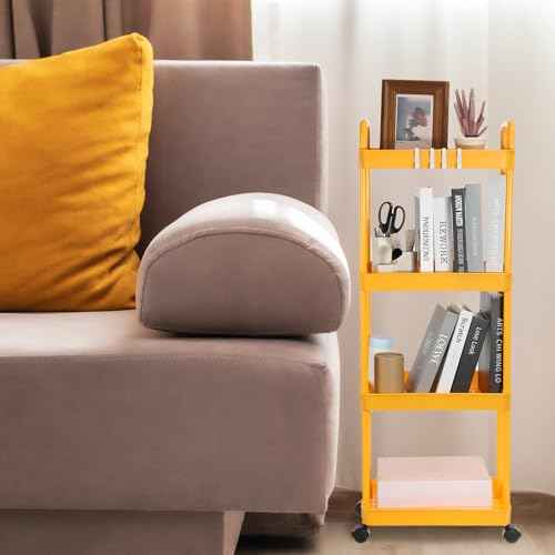 PATIKIL 5-Tier Rolling Utility Cart with Handle, Storage Shelves Organizer Cart Movable Storage Organizer with Wheels for Room Office Kitchen Bathroom, White