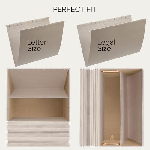 Ivory Linen File Organizer Box Set of 2 - Collapsible, Portable & Stylish Storage
