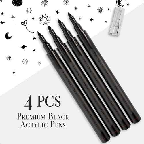 Black Paint Pen Fine Tip | Set 4 Fine Tip Black Paint Pen 0,7mm | Acrylic Marker For Ceramics, Rock Painting, Glass, Wood, Canvas, Metal