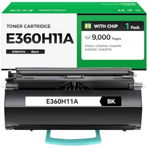 E360H11A Black Toner Cartridge with Chip High Yield 1-Pack Replacement for Lexmark E360H11A Toner Compatible with Lexmark E360D E360DN E460DN E460DW E462DTN Laser Printer Ink All-in-One Copier Copy