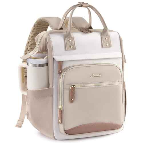 LOVEVOOK Laptop Backpack for Women Work Bag with Large Capacity Cup Side Pocket, 15.6 Inch Waterproof Computer Backpacks Purse, College Bookbag for School, Business, Teacher, Travel