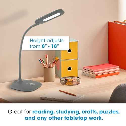 OttLite LED Soft Touch Desk Lamp - 3 Brightness Settings with Energy Efficient Natural Daylight LEDs - Adjustable Flexible Neck & Touch Controls for Tabletops, Home Office, Computer Desk, & Dorms