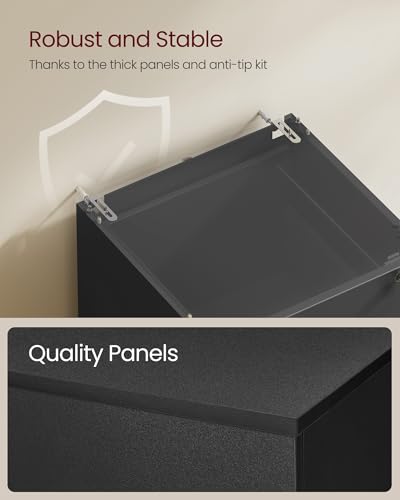 VASAGLE Ink Black 3-Drawer Lockable File Cabinet for A4 & Letter Documents