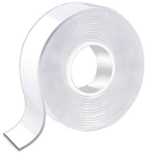 Double Sided Tape Heavy Duty, Multipurpose Removable Mounting Tape Adhesive, Reusable Strong Stick Wall Tape Strip Clear Adhesive for Poster Carpet Tape Sticky Items-(9.84 feet)-White (A2)