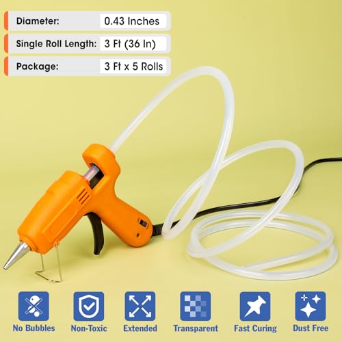 YesBes 5 Rolls Hot Glue Sticks 3 ft x 0.43 in Full Size for Glue Gun, All-Temp, 5-Pack