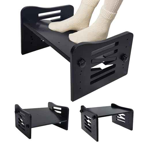 Myplace Bamboo Adjustable Under Desk Footrest, Ergonomic Foot Rest with 7-Level Adjust, Slanted Foot Rest Stool for Home Office Kitchen Bedroom (Black)