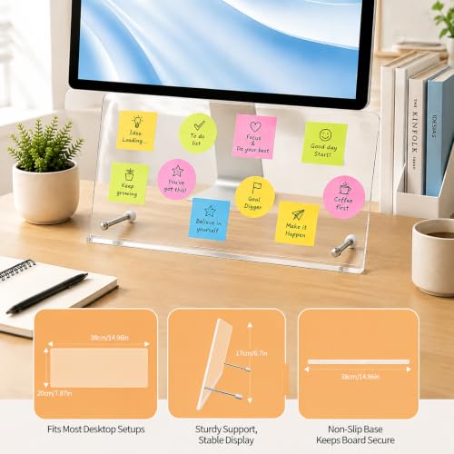 NomadSphere Large 15x7.9 Inch Acrylic Monitor Memo Board Holder with Sticky Notes