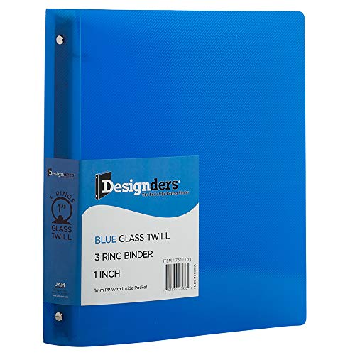 JAM Paper Assorted 1 Inch Plastic 3 Ring Binders - 4 Pack, Red Blue Green Orange