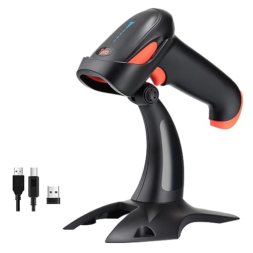 Tera 2D Wireless Barcode Scanner with Battery Indicator and Stand - Orange HW0002